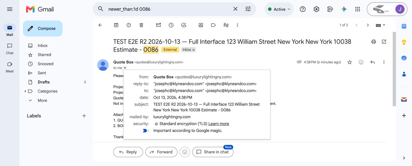 Successful test proposal with sender reply-to and attachments
